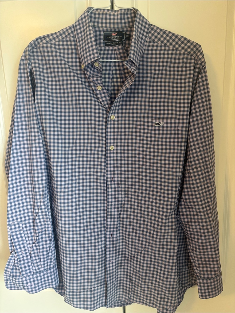 Vineyard Vines Men's Blue and lavender  Gingham Button-Down Shirt